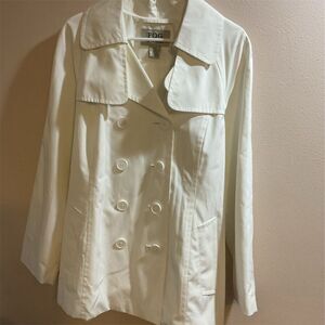 FOG by London Fog Women's White Double-Breasted Mid-Length Peacoat​​